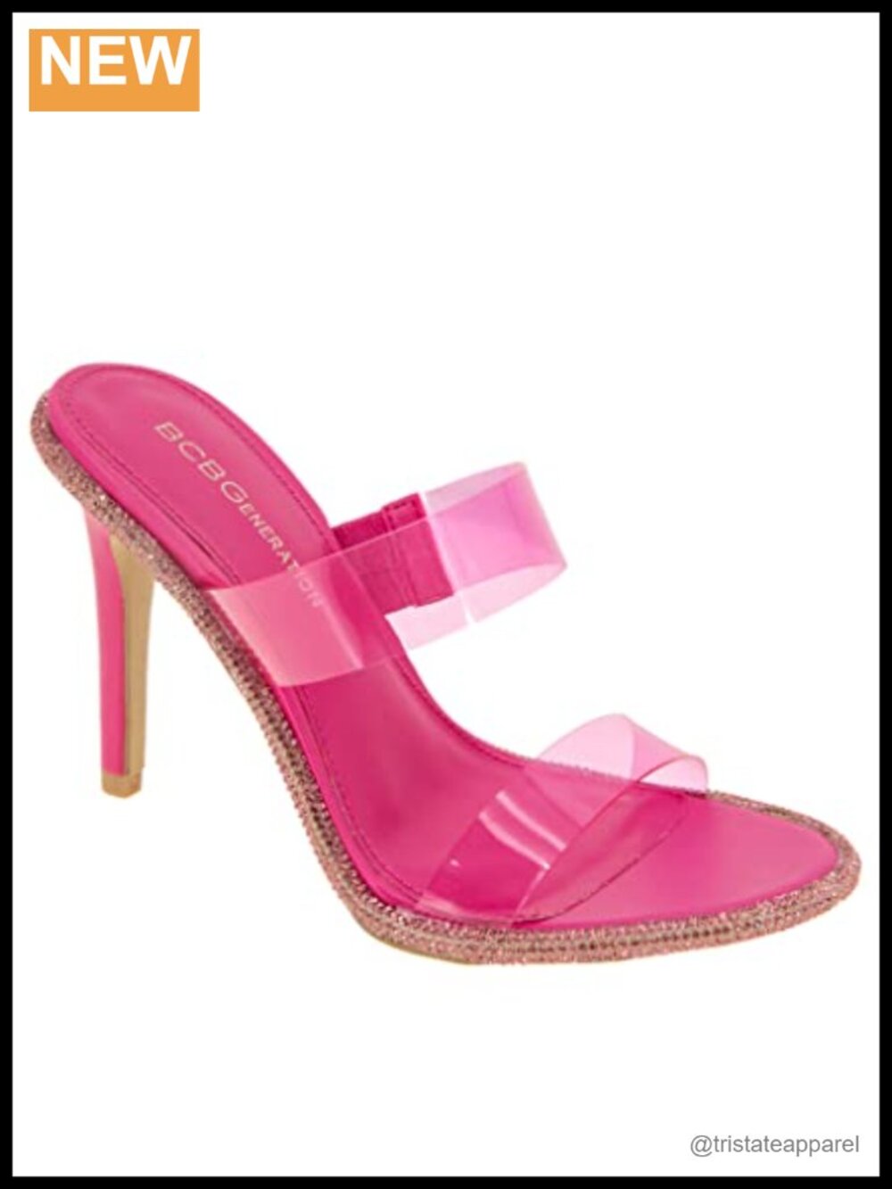 Rhinestone Slingback Stiletto Heeled Sandals Padded Footbed